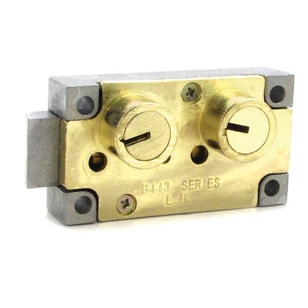Bulls Eye Safe Deposit Locks 1/2 DBN-Double Big Nose, Brass, No 91 Guard Stack, Left Hand B443-BR-91-LH